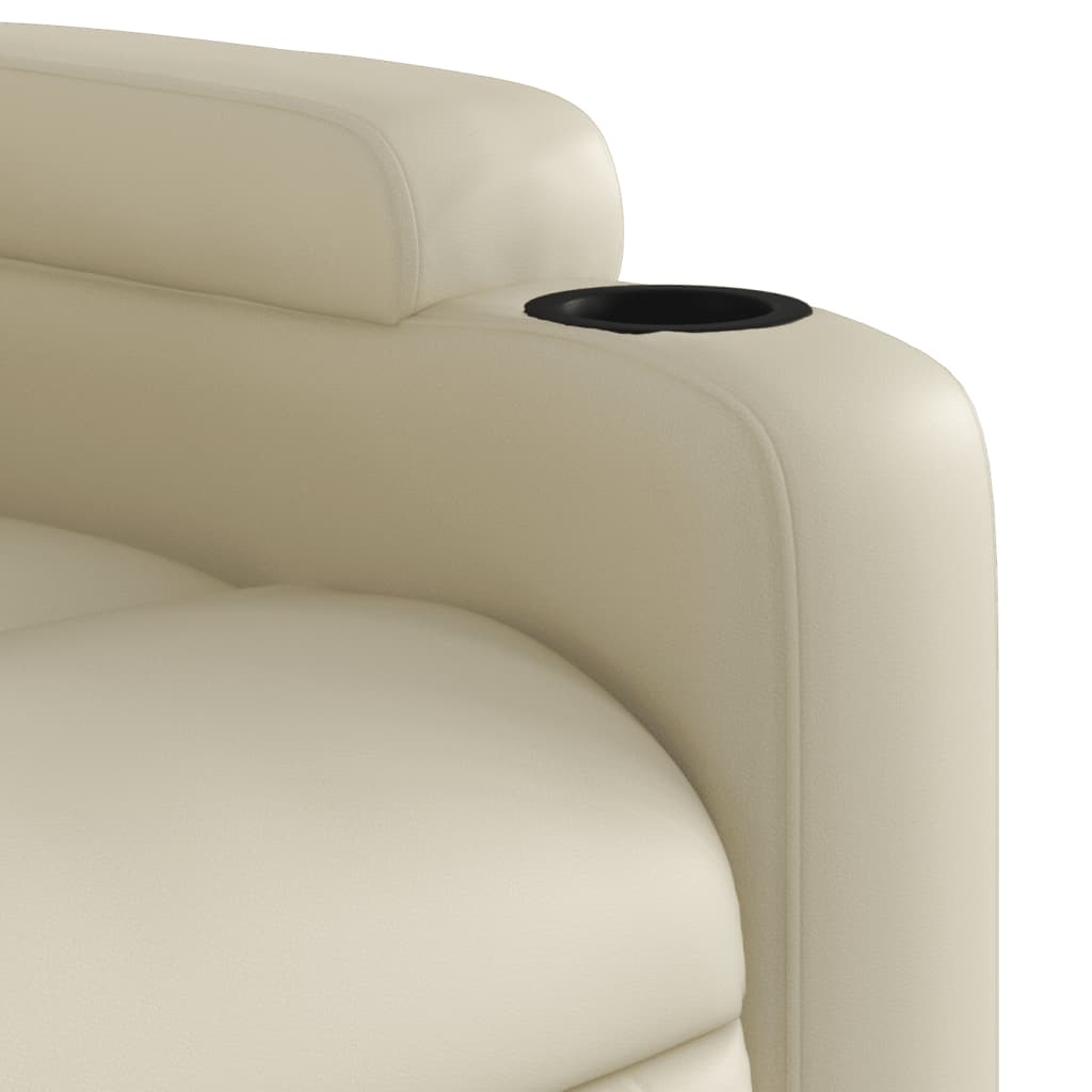 Fauteuil relax avec aide à la verticalisation en cuir synthétique crème