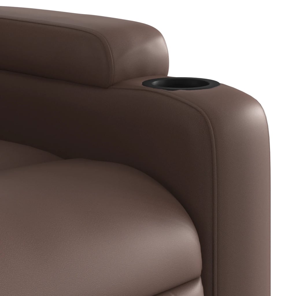 Fauteuil de massage avec aide à la verticalisation en similicuir marron