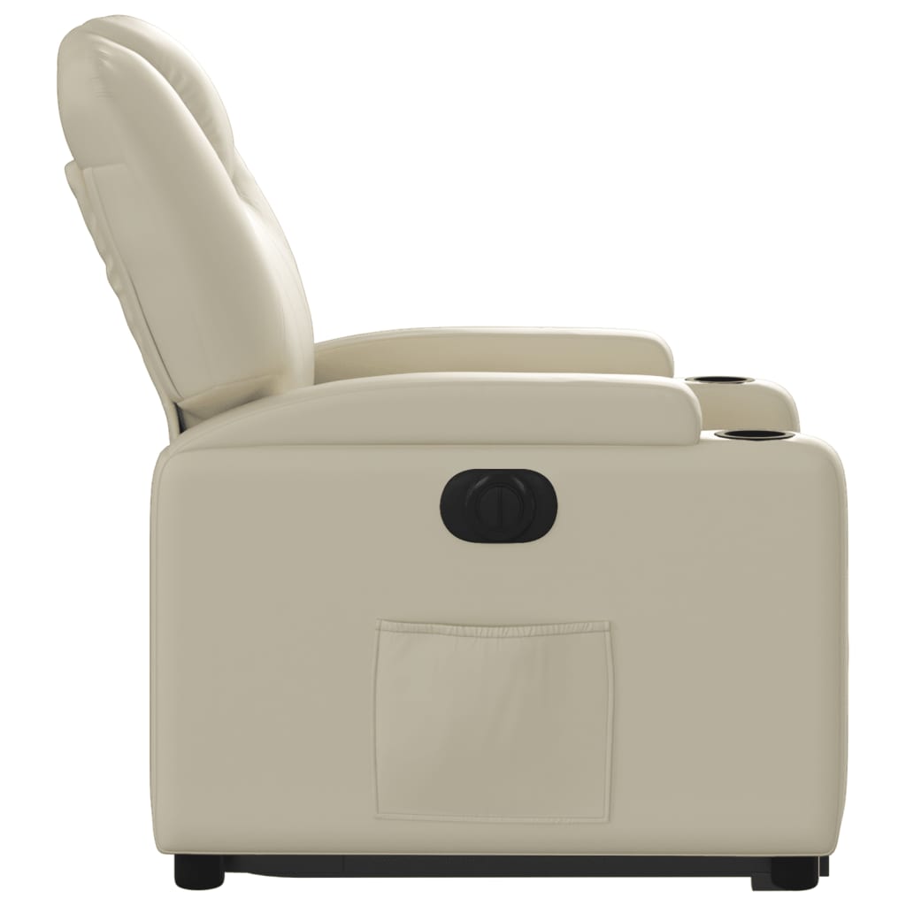 Fauteuil relax avec releveur électrique, simili cuir crème