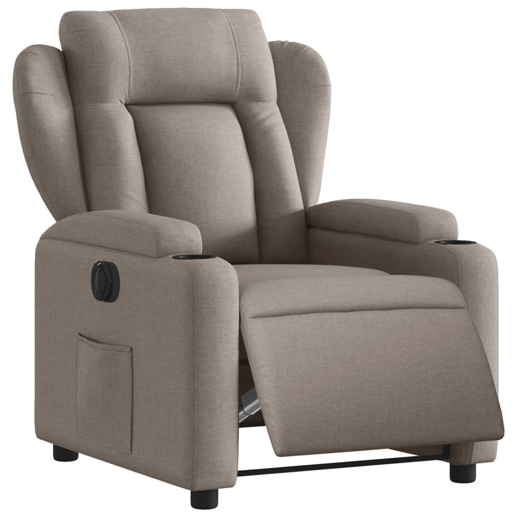 Fauteuil inclinable électrique en tissu taupe