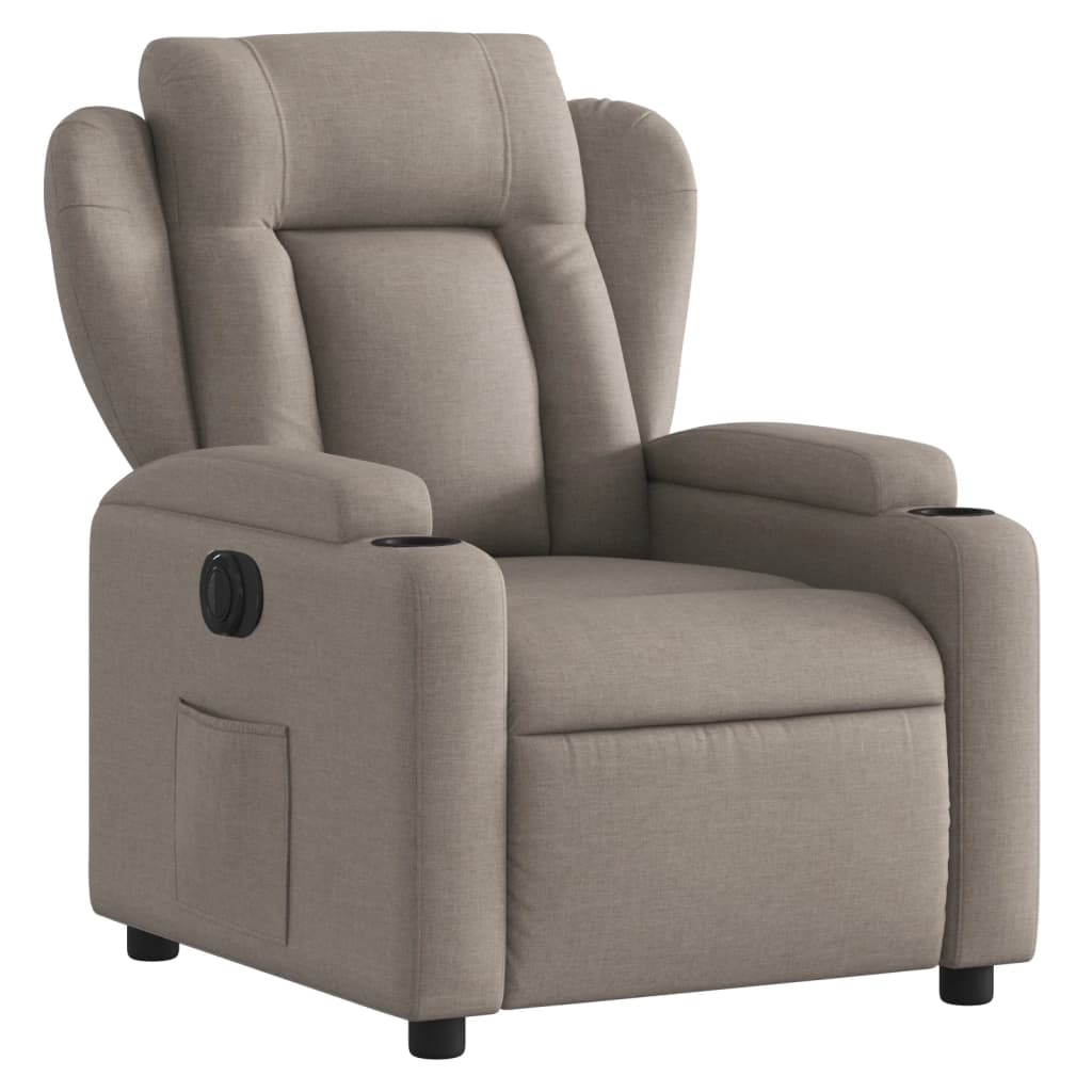 Fauteuil inclinable électrique en tissu taupe