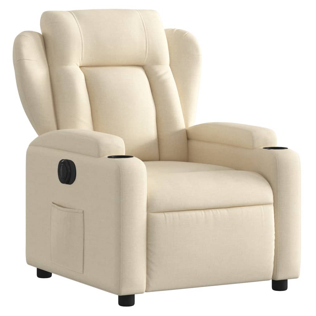 Fauteuil inclinable électrique en tissu crème