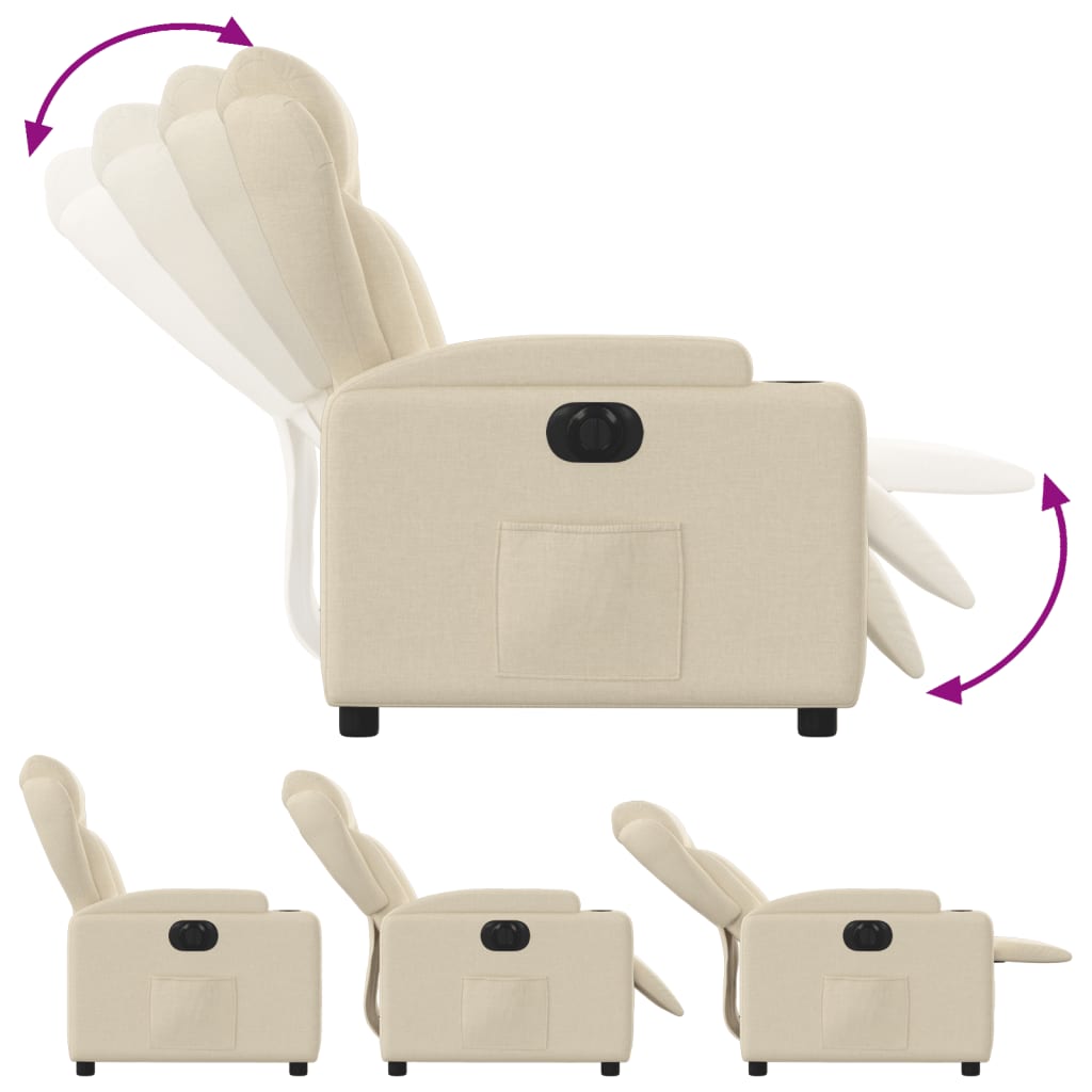 Fauteuil inclinable électrique en tissu crème