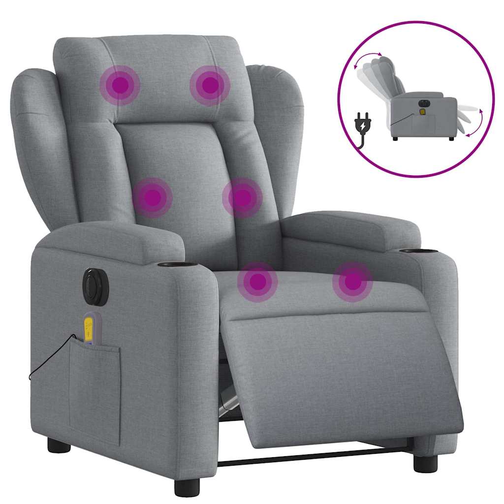 Fauteuil de massage électrique en tissu gris clair