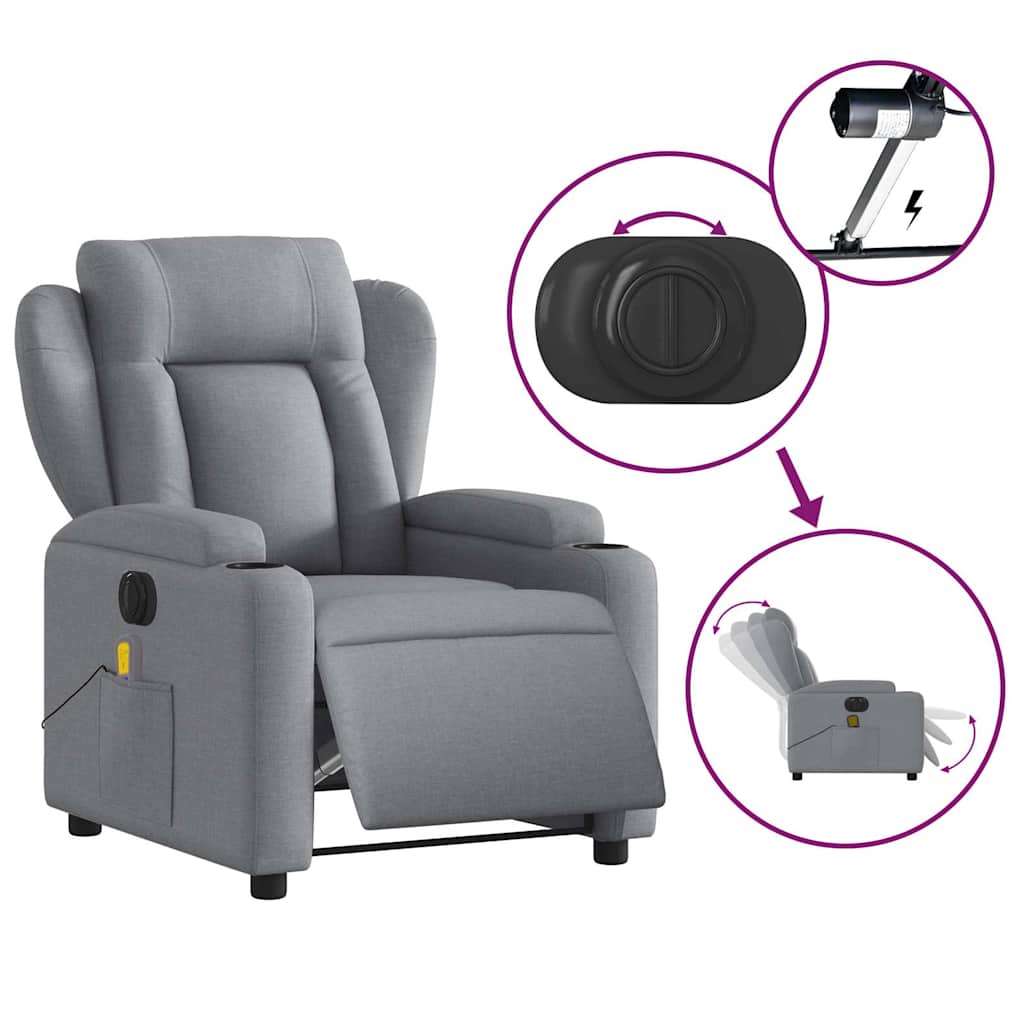 Fauteuil de massage électrique en tissu gris clair