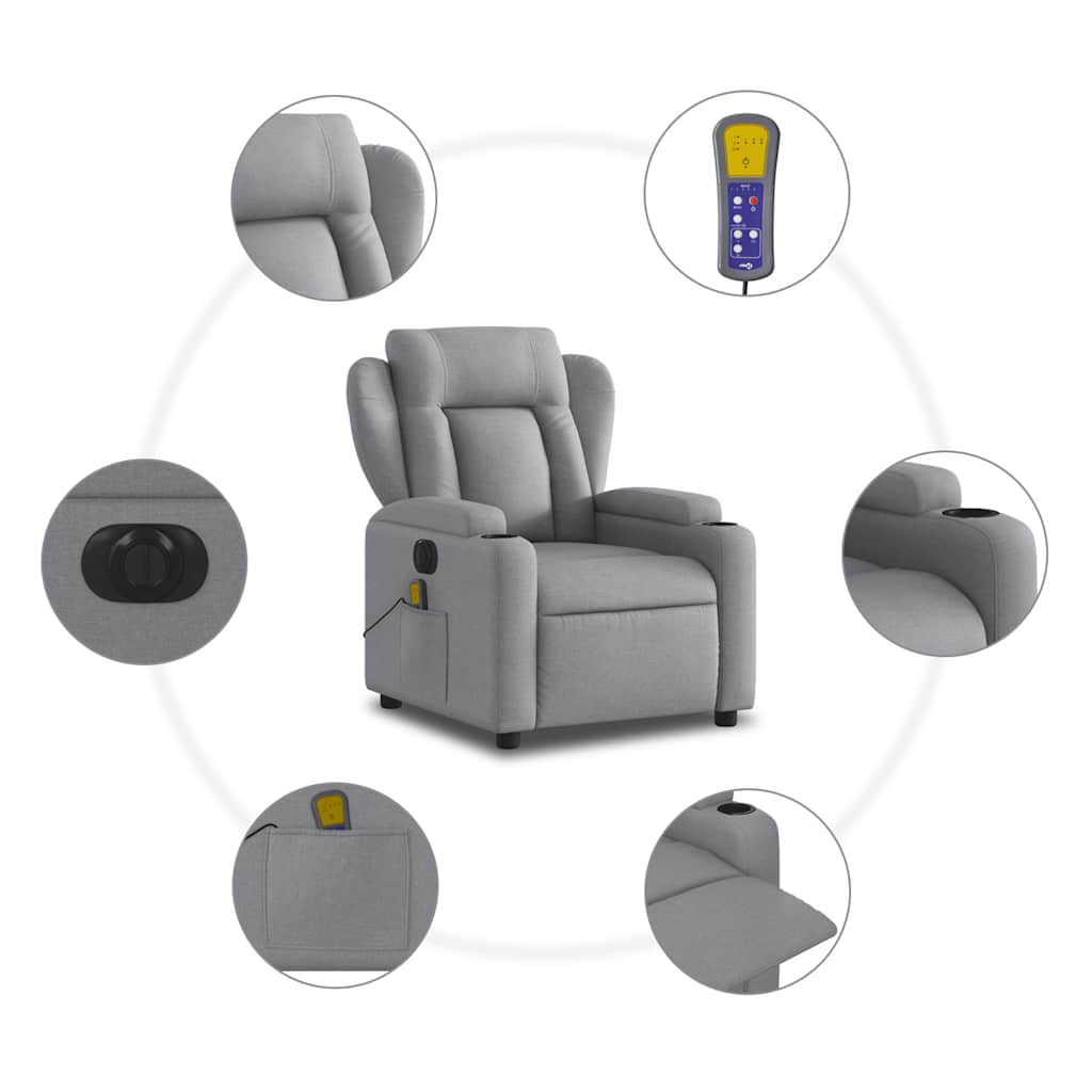 Fauteuil de massage électrique en tissu gris clair