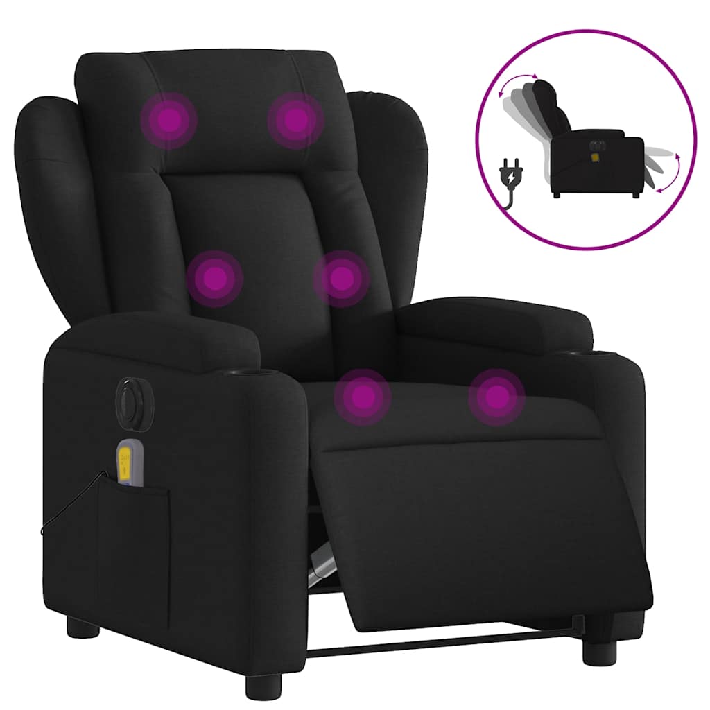 Fauteuil de massage électrique en tissu noir