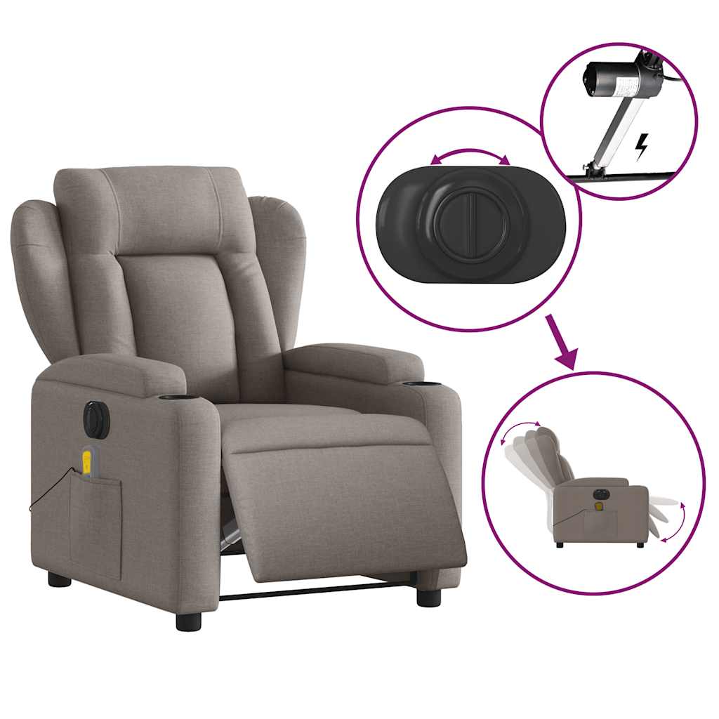 Fauteuil de massage électrique en tissu taupe