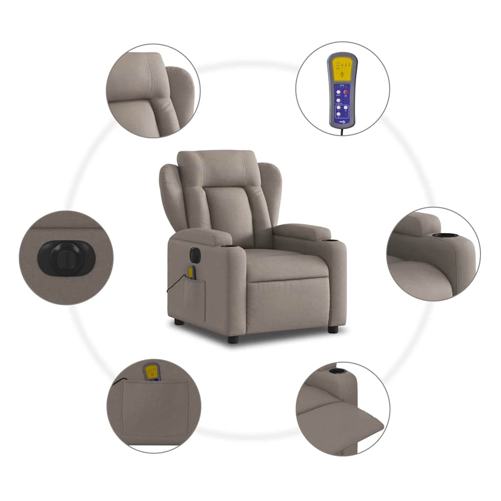 Fauteuil de massage électrique en tissu taupe