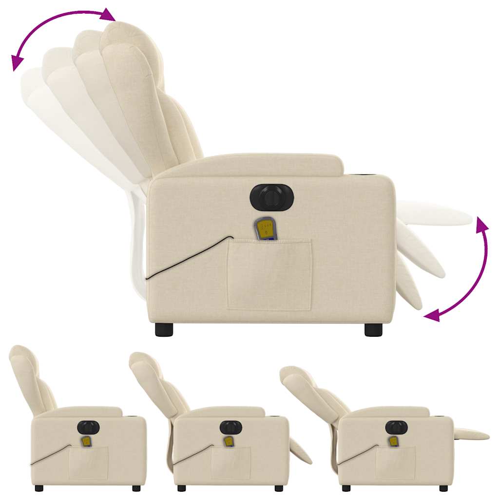 Fauteuil de massage électrique en tissu crème