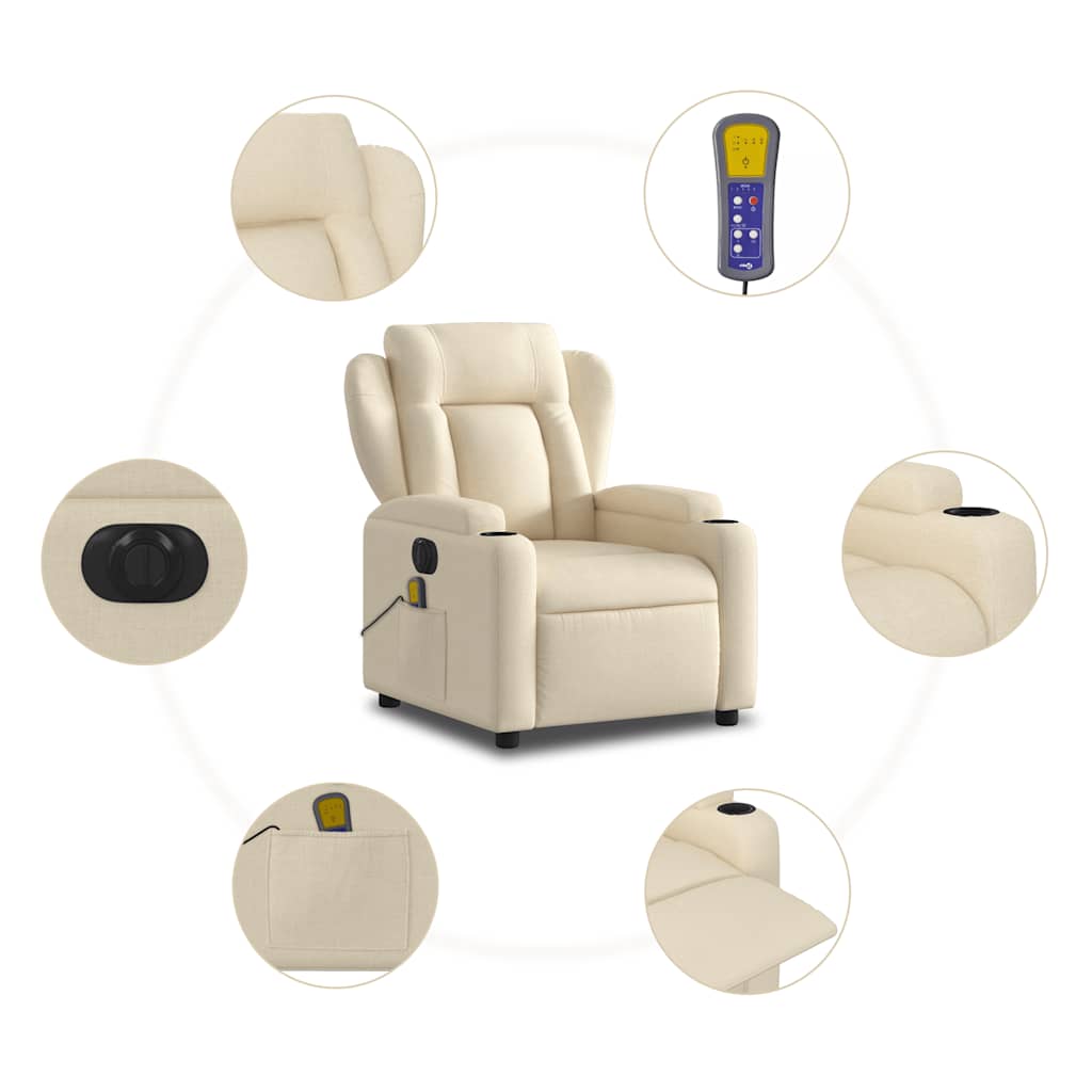 Fauteuil de massage électrique en tissu crème