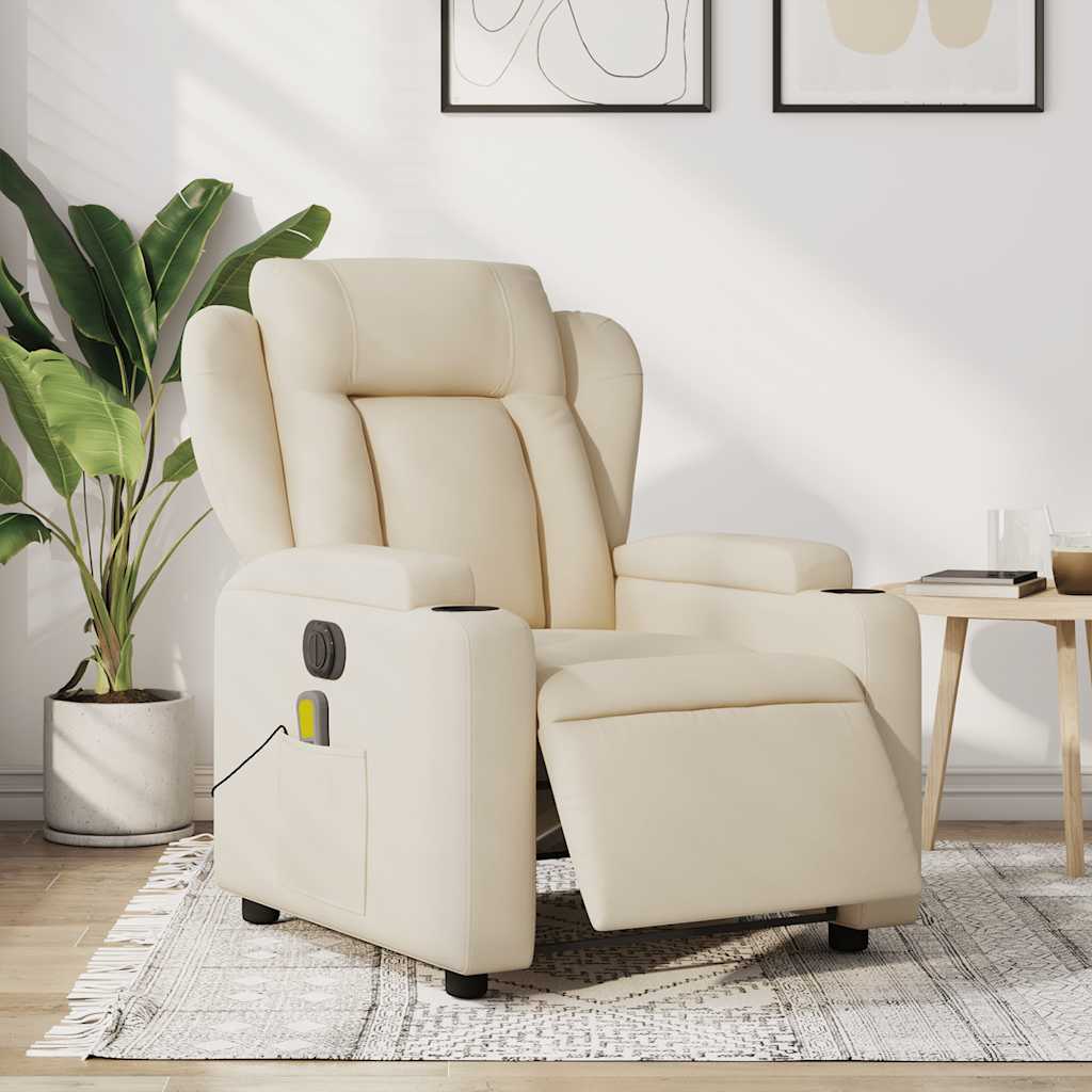 Fauteuil de massage électrique en tissu crème