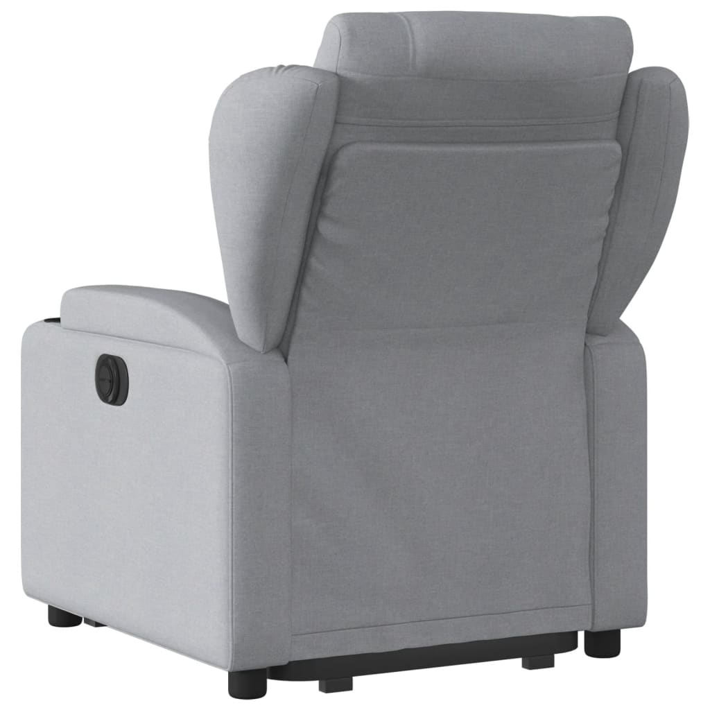Fauteuil relax avec aide à la verticalisation en tissu gris clair