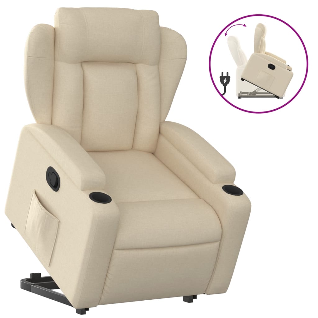 Fauteuil relax avec aide à la verticalisation en tissu crème