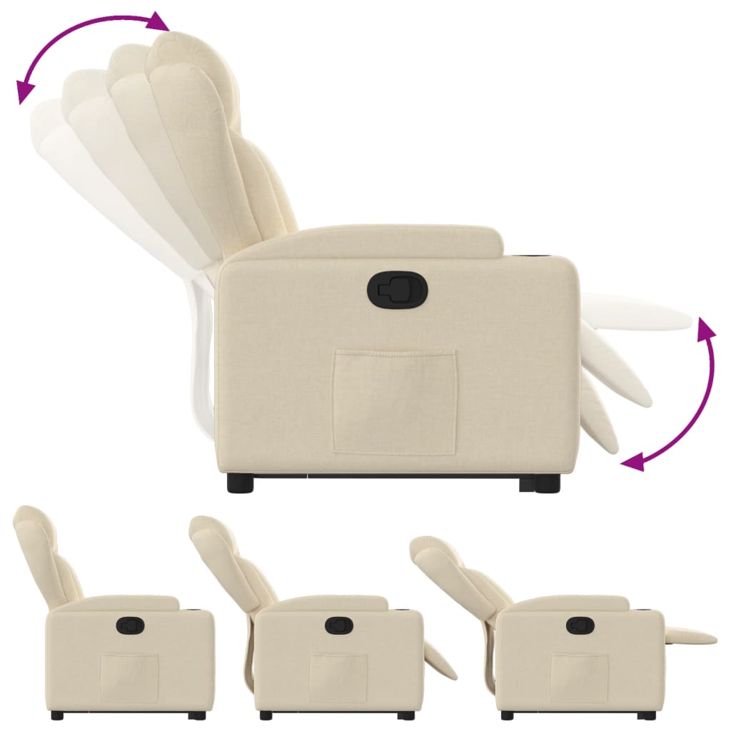 Fauteuil relax avec aide à la verticalisation en tissu crème