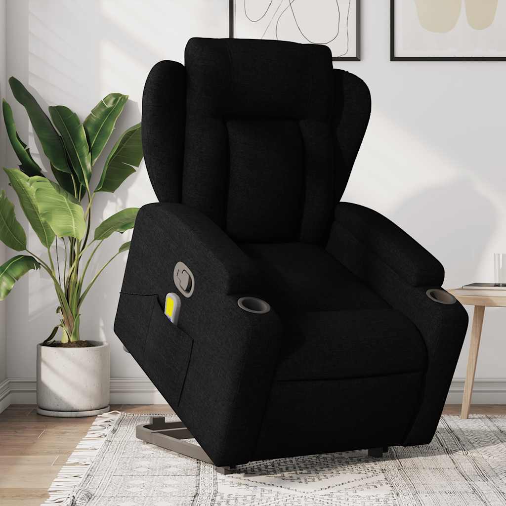 Fauteuil de massage avec aide au verticalisation en tissu noir