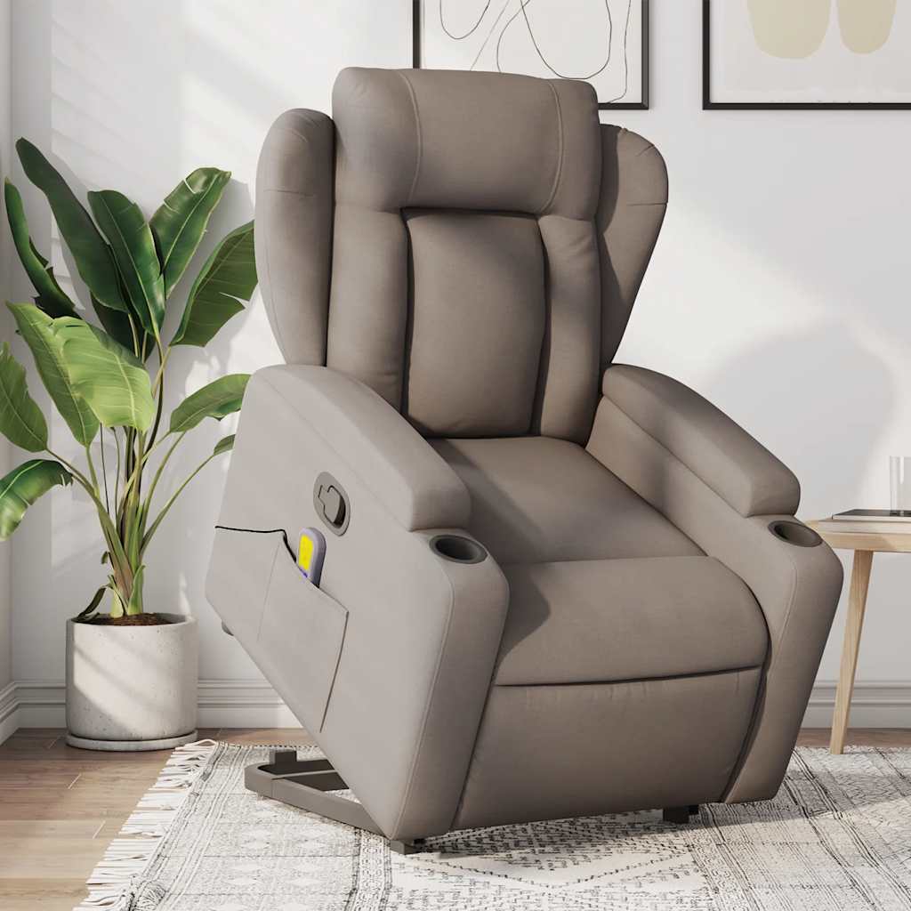 Fauteuil de massage avec aide au verticalisation en tissu taupe