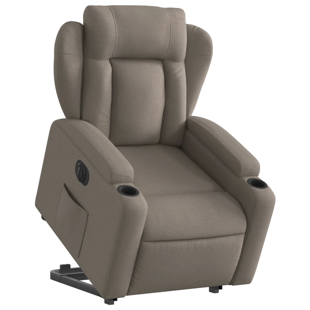 Fauteuil relax avec releveur électrique en tissu taupe