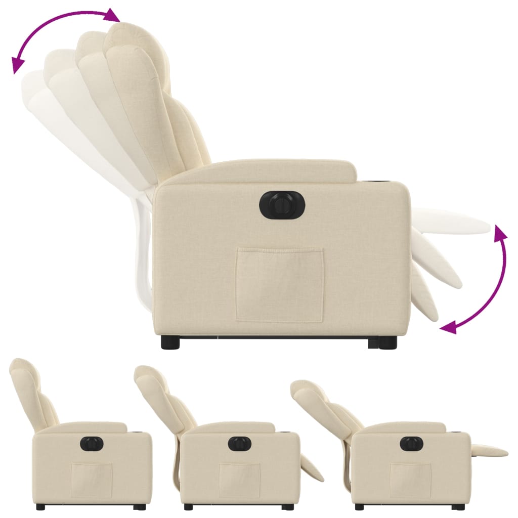 Fauteuil relax avec releveur électrique en tissu crème