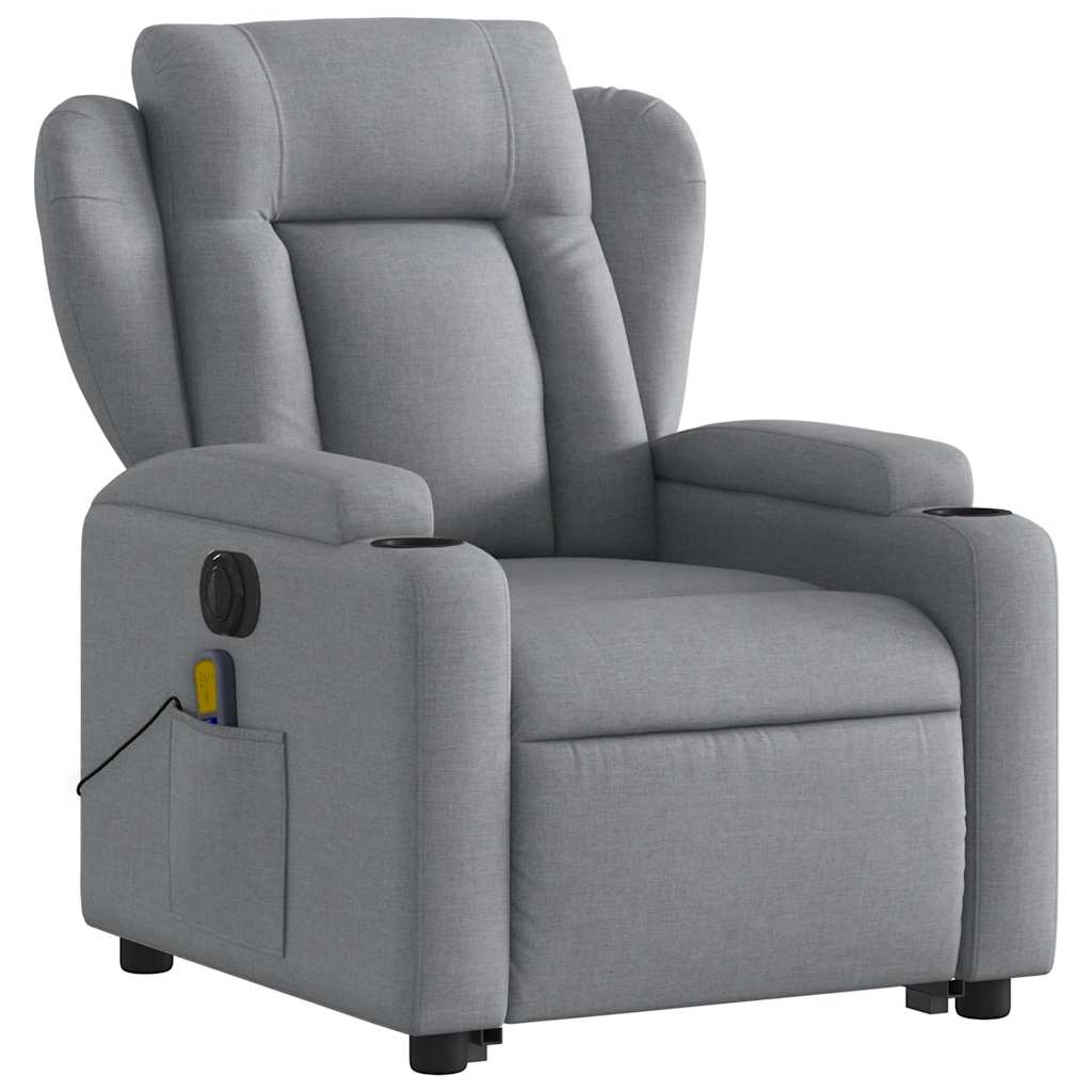 Fauteuil de massage électrique avec aide à la verticalisation en tissu gris clair