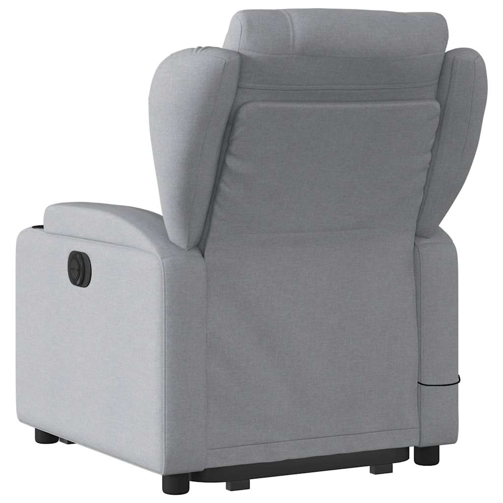 Fauteuil de massage électrique avec aide à la verticalisation en tissu gris clair