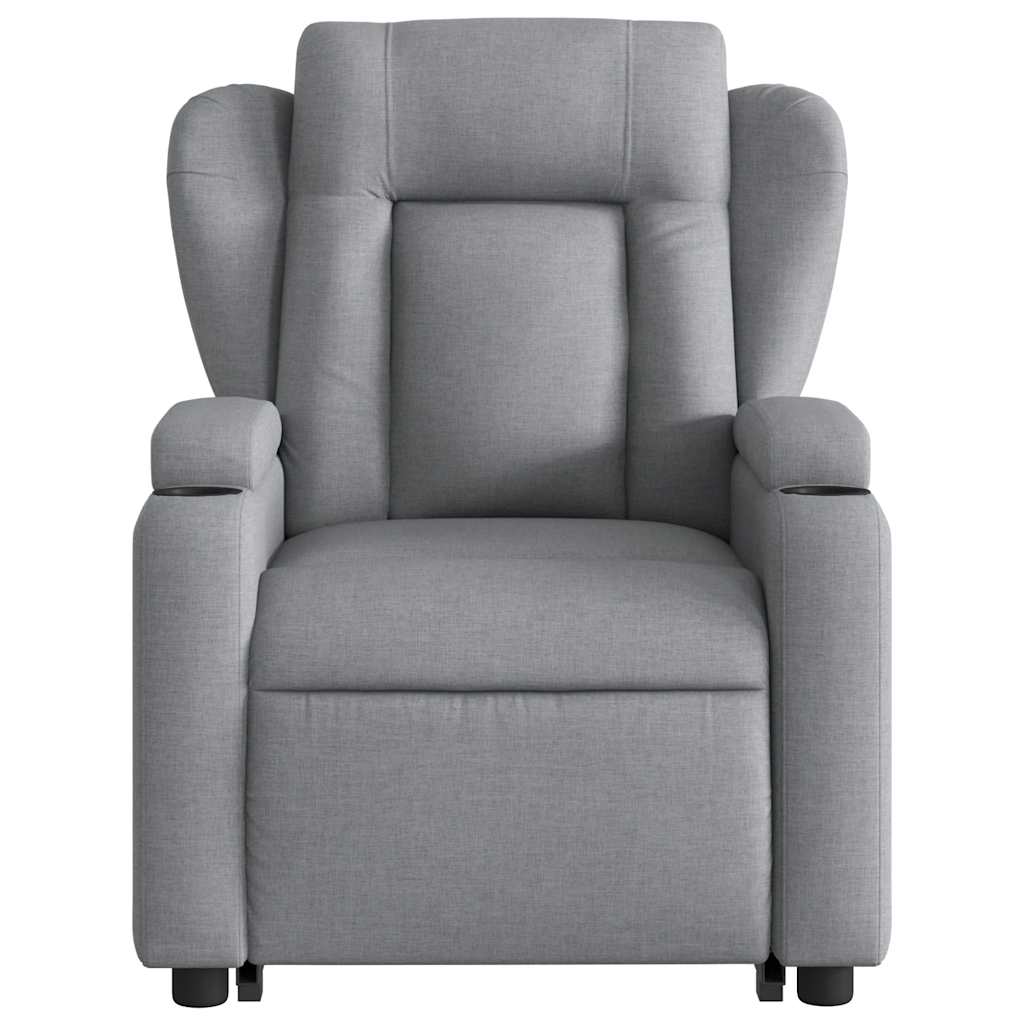 Fauteuil de massage électrique avec aide à la verticalisation en tissu gris clair