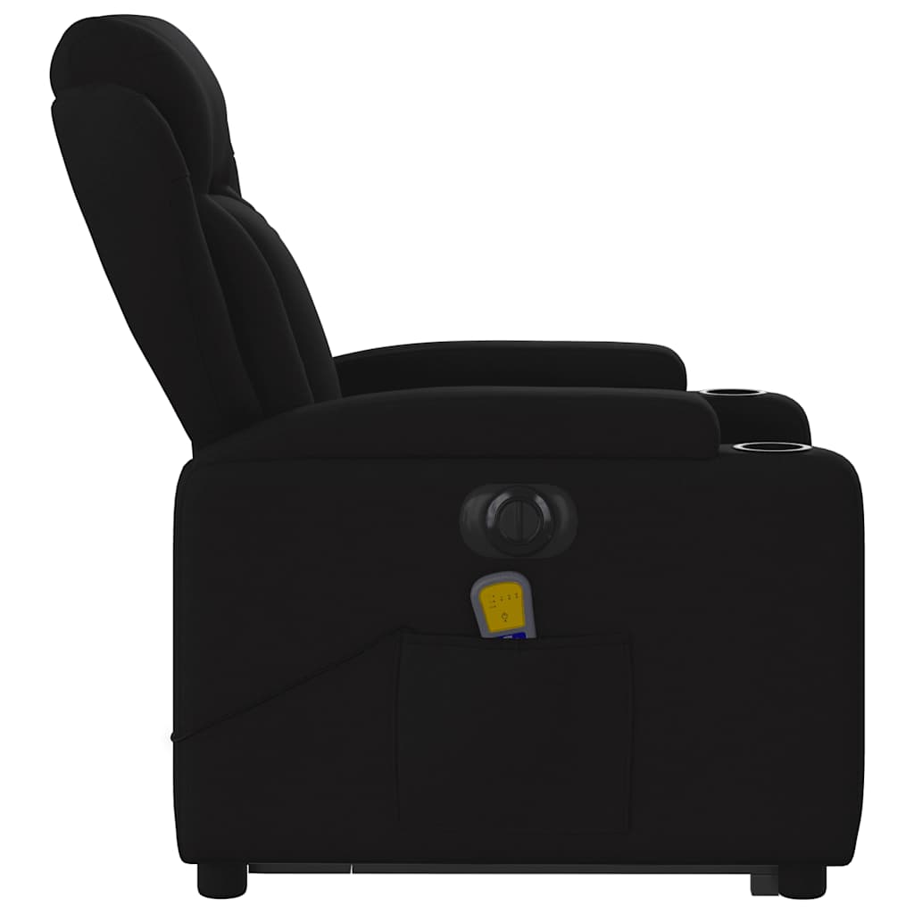 Fauteuil de massage électrique avec aide au verticalisation, tissu noir