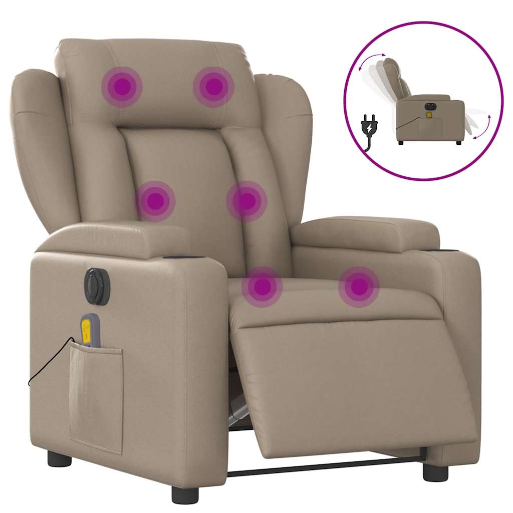 Fauteuil de massage électrique en similicuir marron cappuccino
