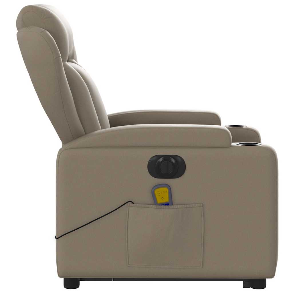 Fauteuil de massage avec aide électrique au verticalisation, cappuccino, cuir artificiel