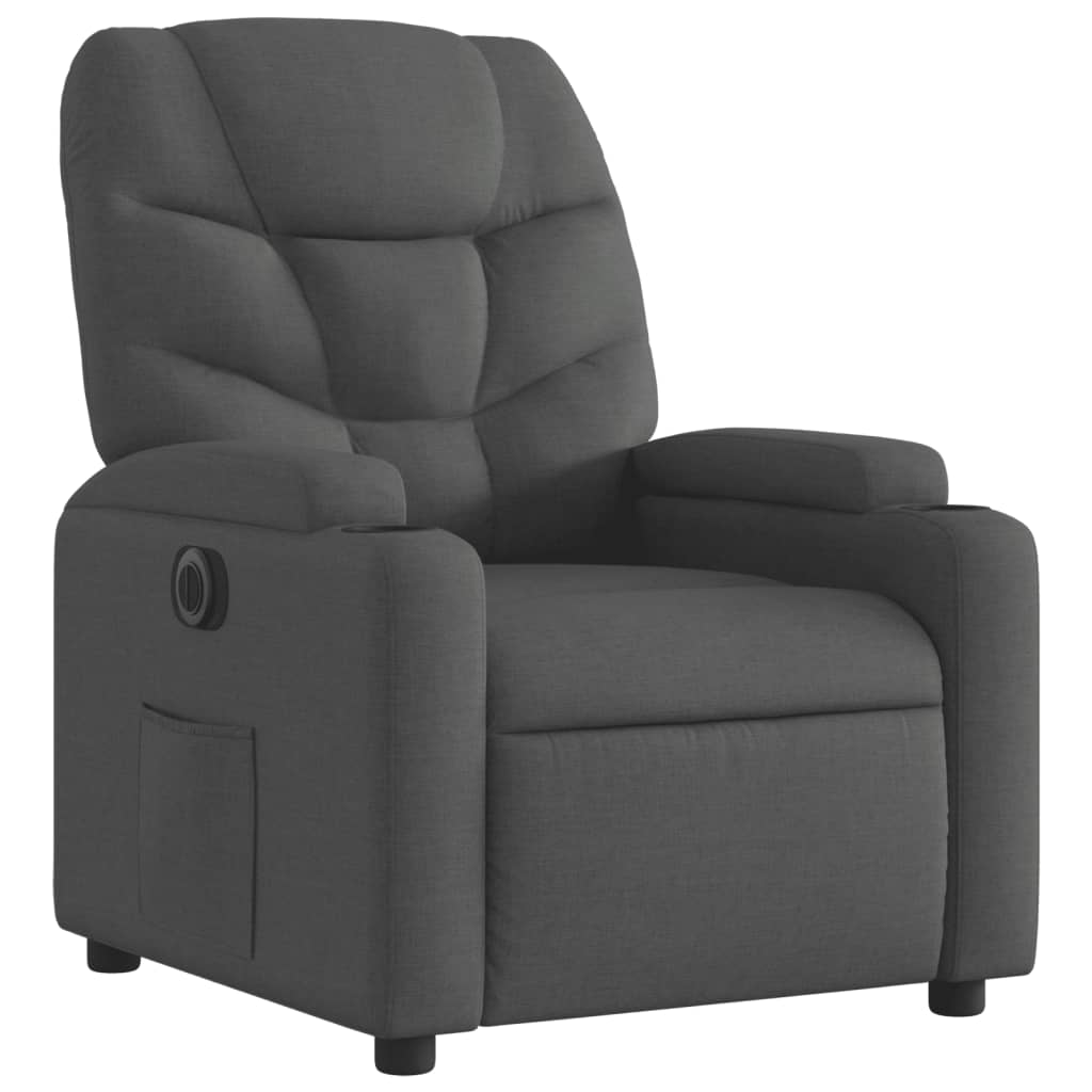 Fauteuil inclinable électrique en tissu noir
