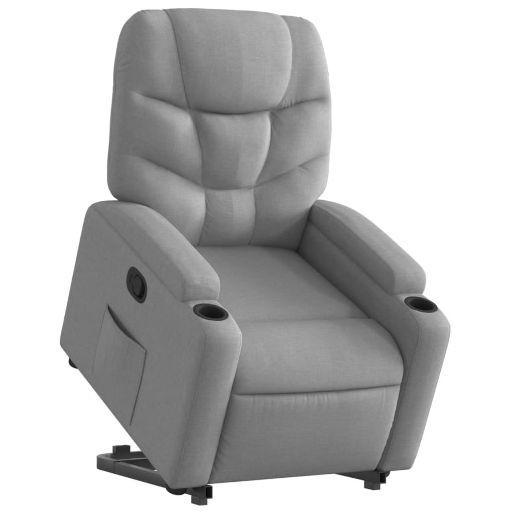Fauteuil relax avec aide à la verticalisation en tissu gris clair