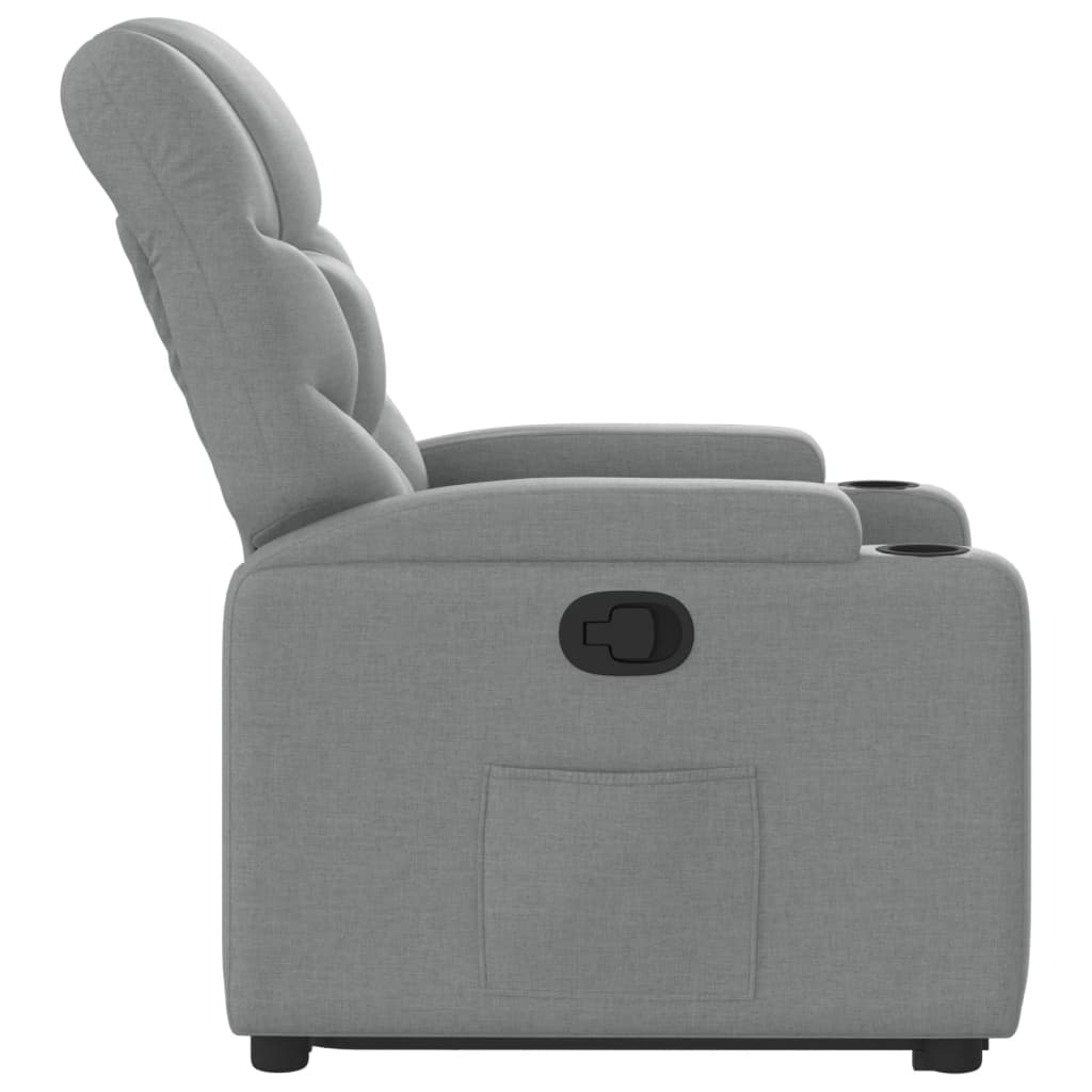 Fauteuil relax avec aide à la verticalisation en tissu gris clair