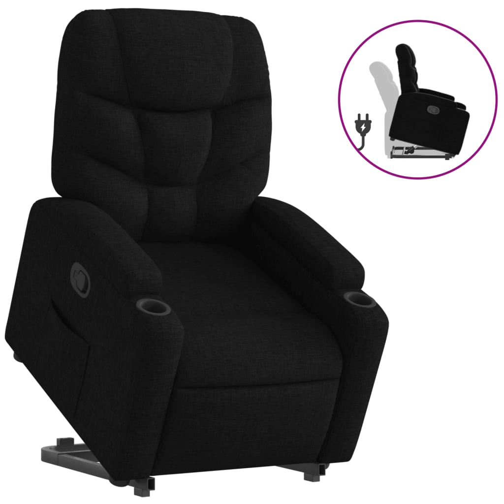 Fauteuil inclinable avec aide à la verticalisation en tissu noir