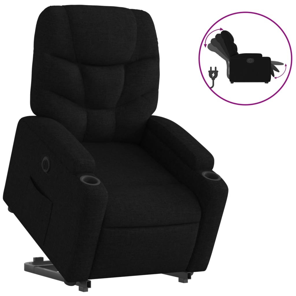 Fauteuil inclinable avec releveur électrique, tissu noir