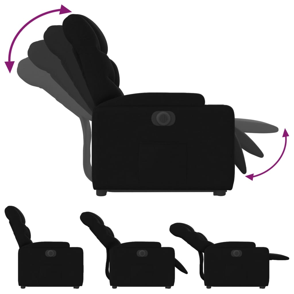 Fauteuil inclinable avec releveur électrique, tissu noir