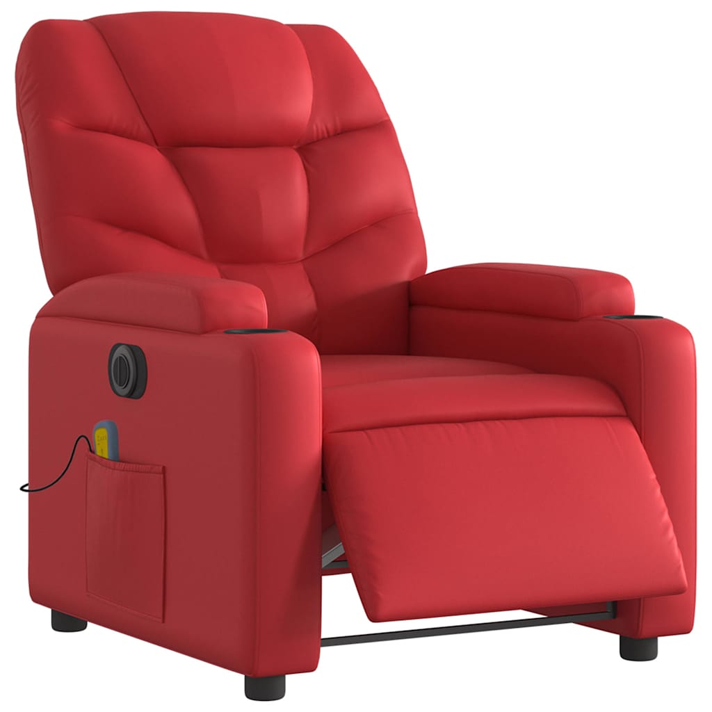 Massagesessel Elektrisch Rot Kunstleder