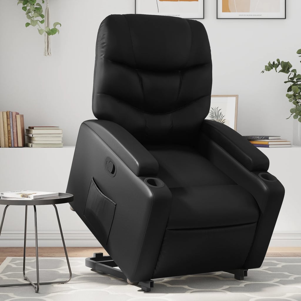 Fauteuil inclinable avec aide à la verticalisation, similicuir noir