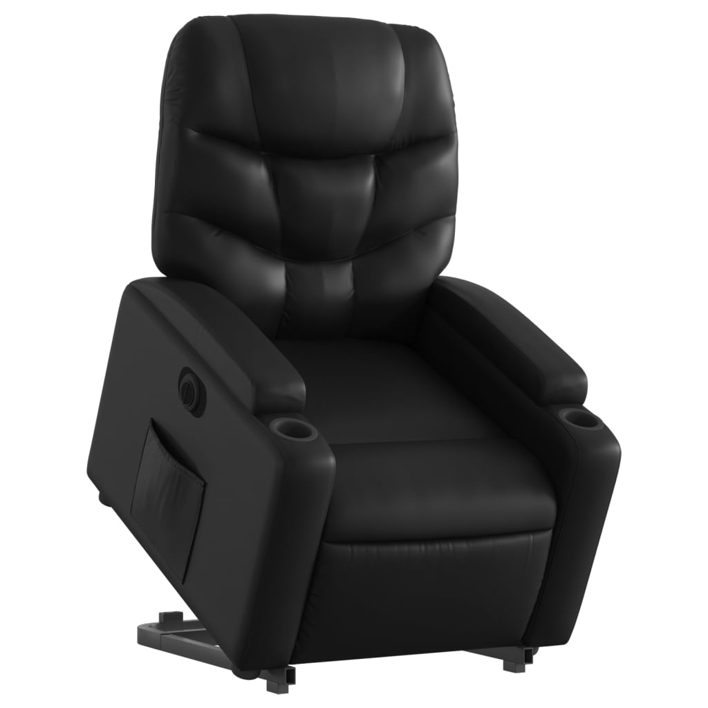 Fauteuil relax avec releveur électrique, noir, simili cuir