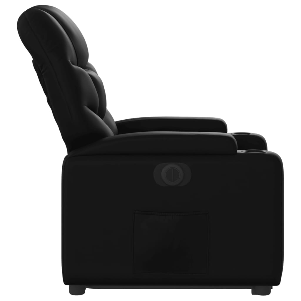 Fauteuil relax avec releveur électrique, noir, simili cuir