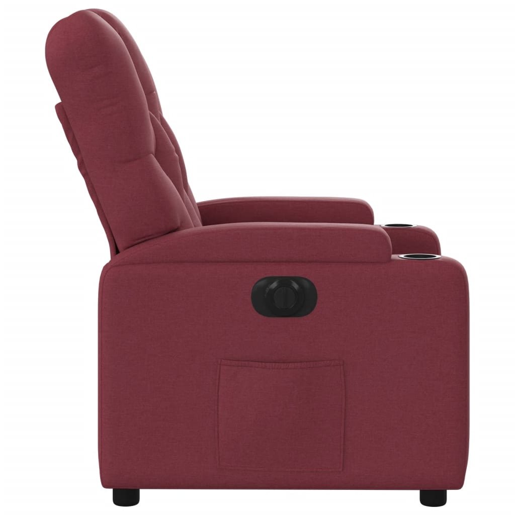 Fauteuil inclinable électrique en tissu rouge vin