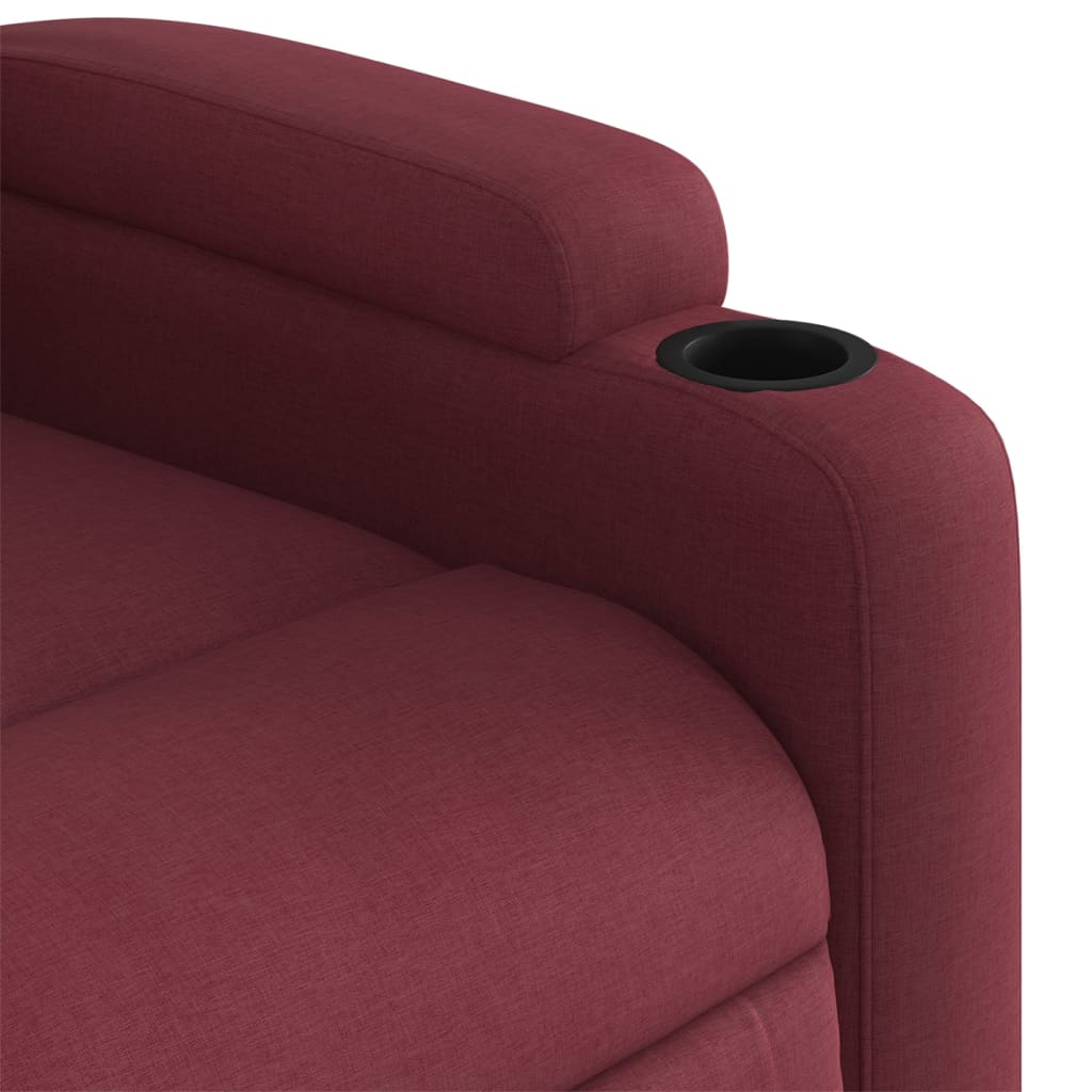 Fauteuil inclinable électrique en tissu rouge vin