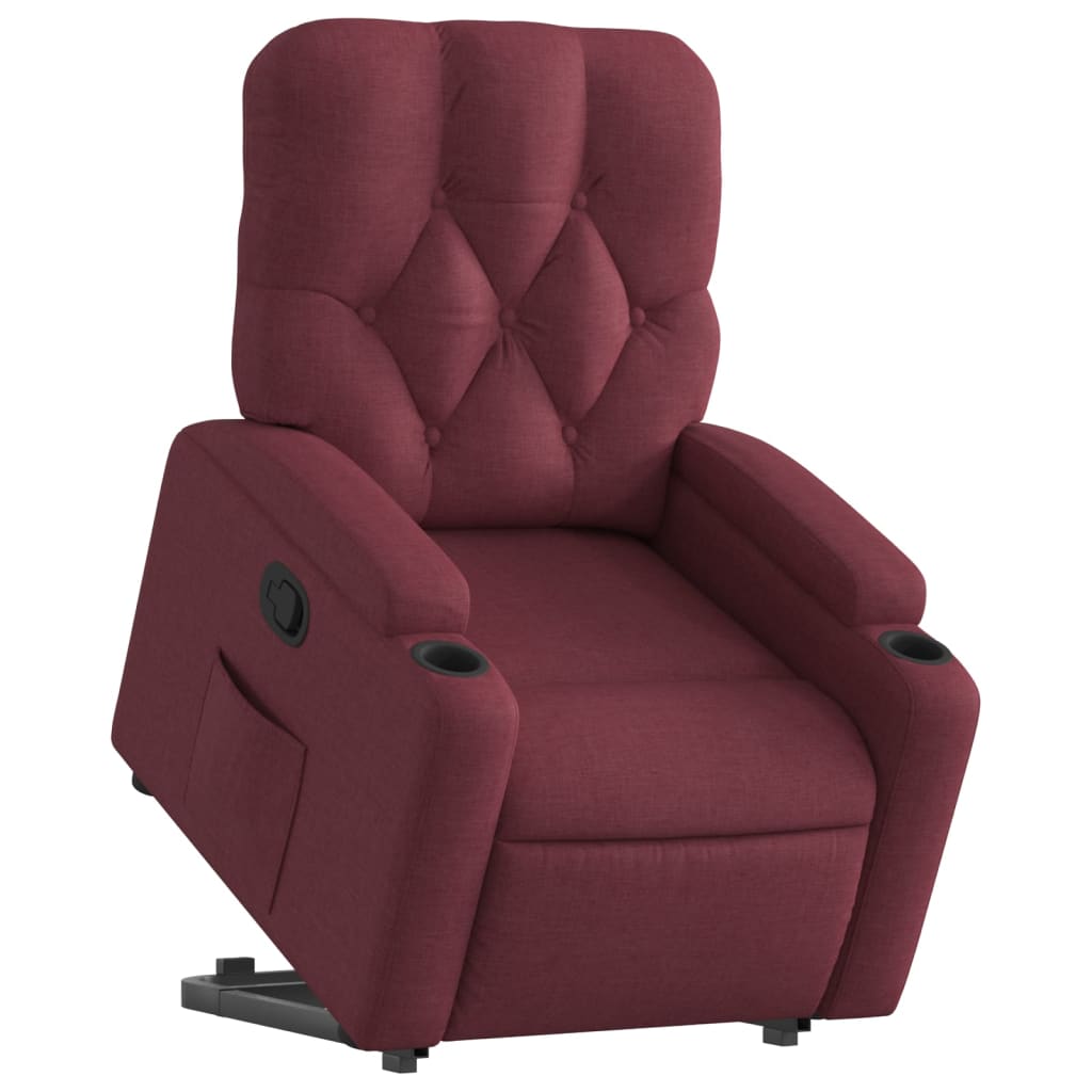 Fauteuil relax avec aide à la verticalisation en tissu rouge vin