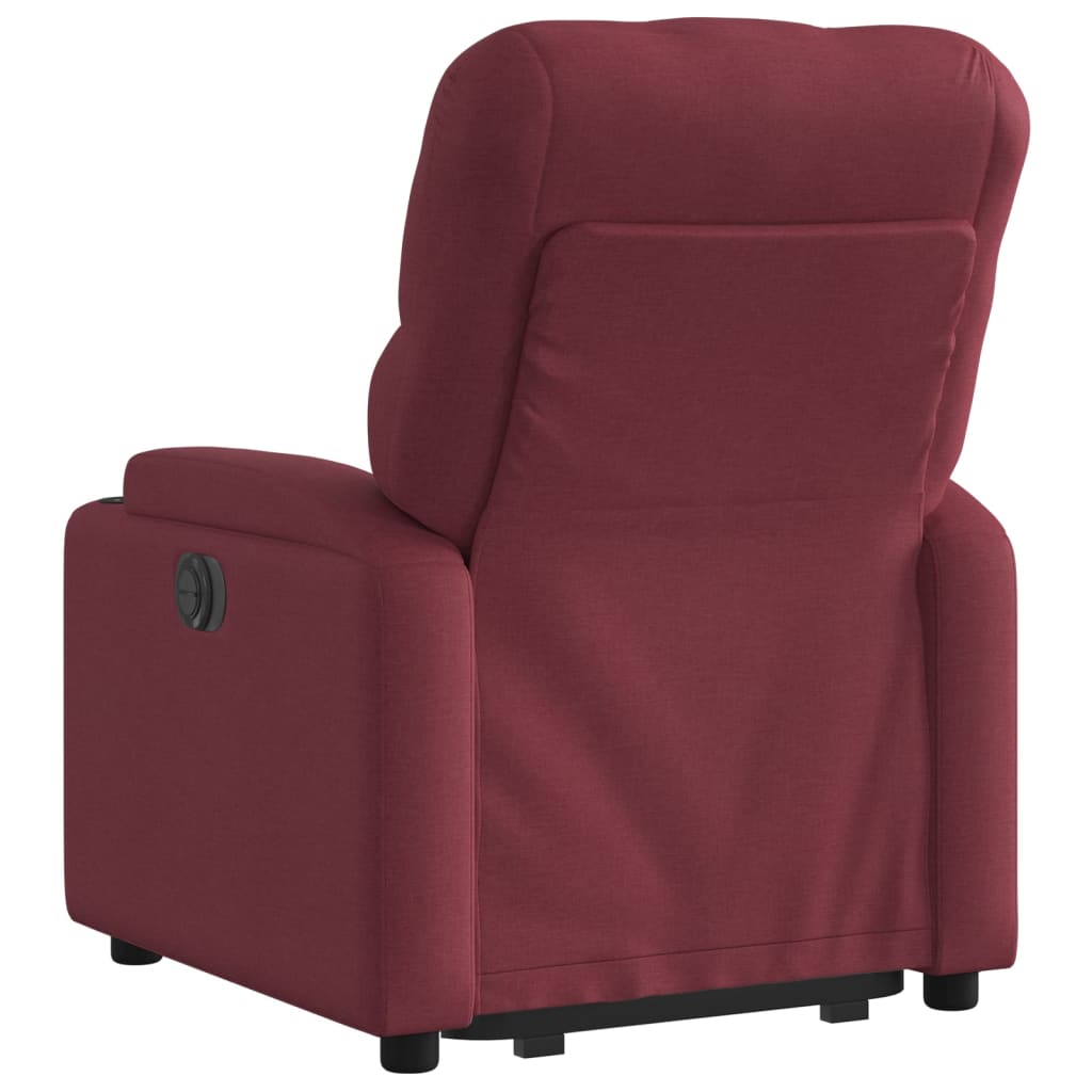 Fauteuil relax avec aide à la verticalisation en tissu rouge vin