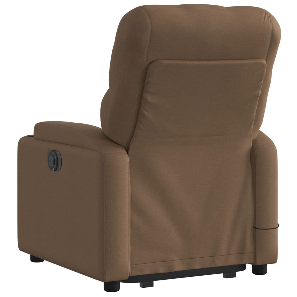 Fauteuil de massage électrique avec aide à la verticalisation en tissu marron