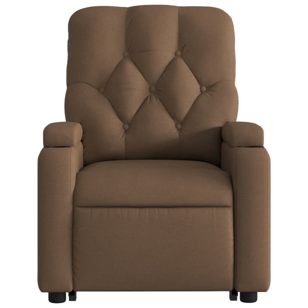 Fauteuil de massage électrique avec aide à la verticalisation en tissu marron