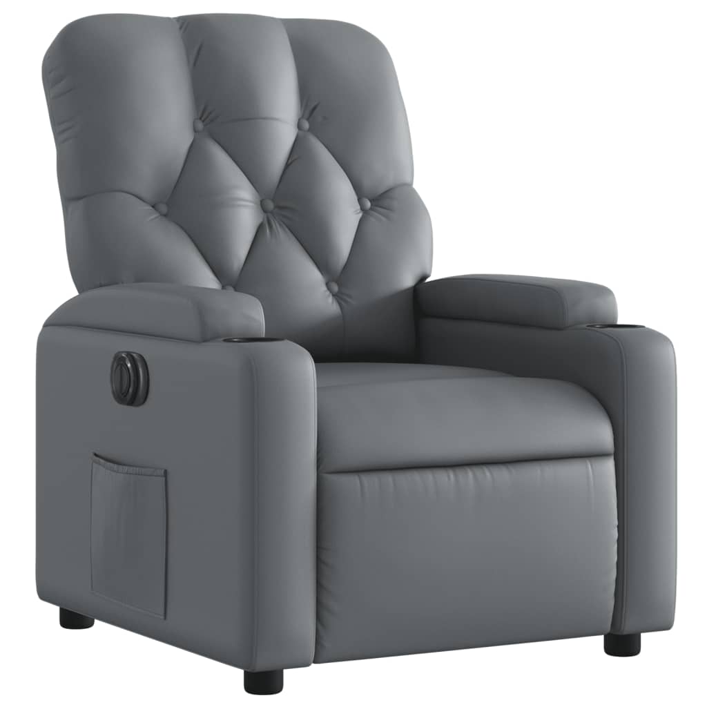 Fauteuil inclinable électrique en similicuir gris