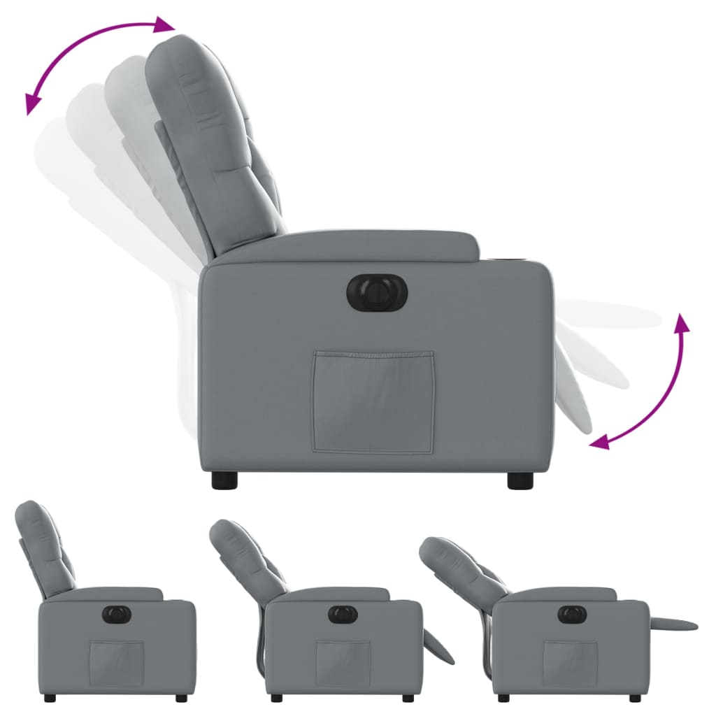 Fauteuil inclinable électrique en similicuir gris