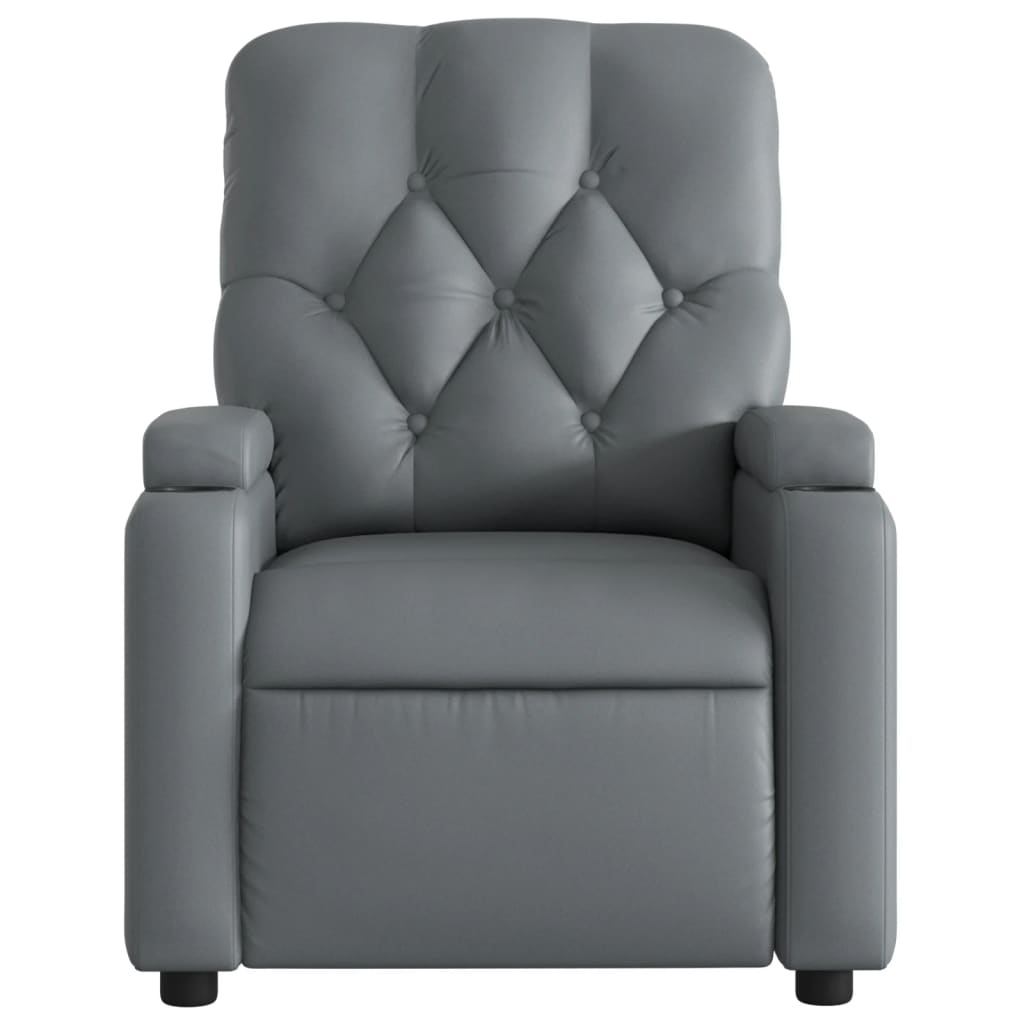 Fauteuil inclinable électrique en similicuir gris