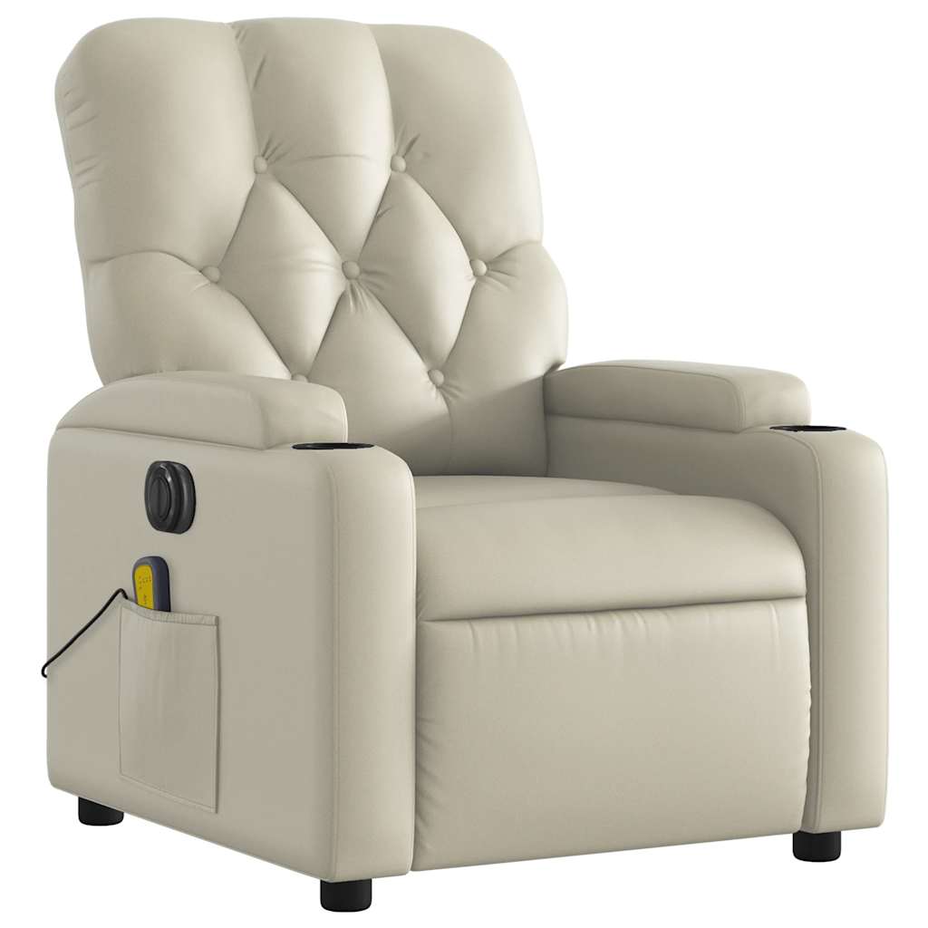 Fauteuil de massage électrique en similicuir crème