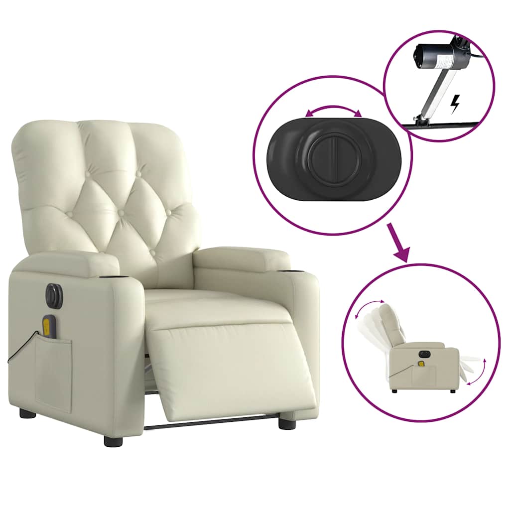 Fauteuil de massage électrique en similicuir crème